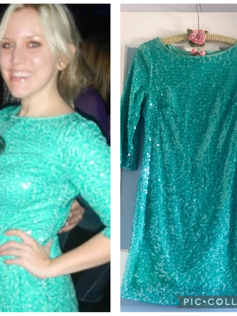Forever 21 Teal Sequin Sheath Dress
